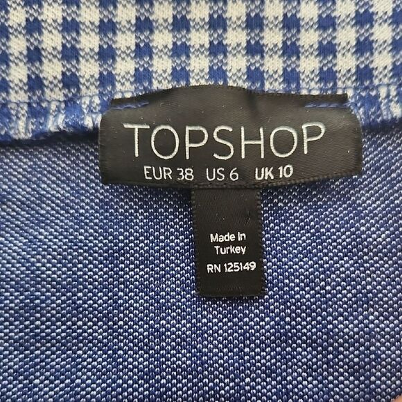 Topshop Blue and White Asymmetrical Mini Skirt - Picture 2 of 16